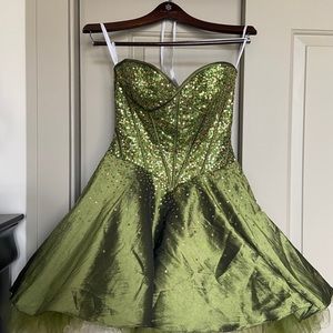 Green Jovani Embellished Corset Dress